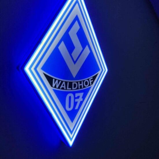 SV Waldhof Mannheim LED Leuchtschild mit 3D Effekt und Vereinslogo in Blau-Weiß