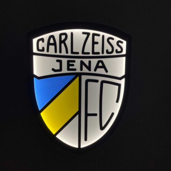 FC Carl Zeiss Jena LED-Leuchtschild mit offiziellem Vereinslogo und 3D-Effekt für Fandeko