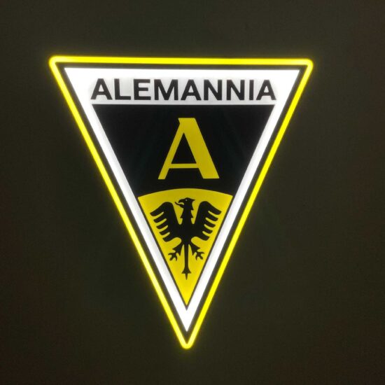 Alemannia Aachen LED-Leuchtschild mit 3D-Effekt und Schwarz-Gelb-Logo für Fandeko