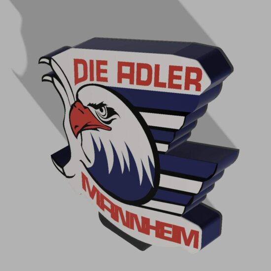 Adler Mannheim LED-Leuchtschild mit offiziellem Logo in Blau und Weiß mit 3D-Leuchteffekt