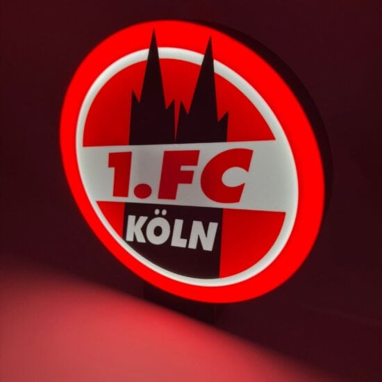 1. FC Köln LED-Leuchtschild mit 3D-Effekt und offiziellem Logo