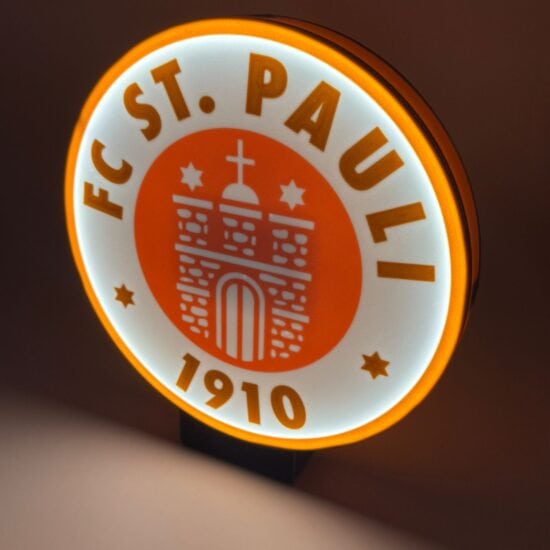 FC St. Pauli LED Leuchtschild mit 3D-Effekt und Totenkopf-Logo